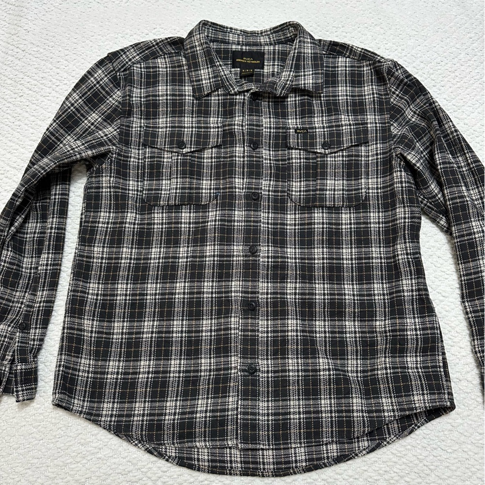 RVCA Andrew Reynolds Plaid Long Sleeve Button Down Shirt Men’s Size Medium